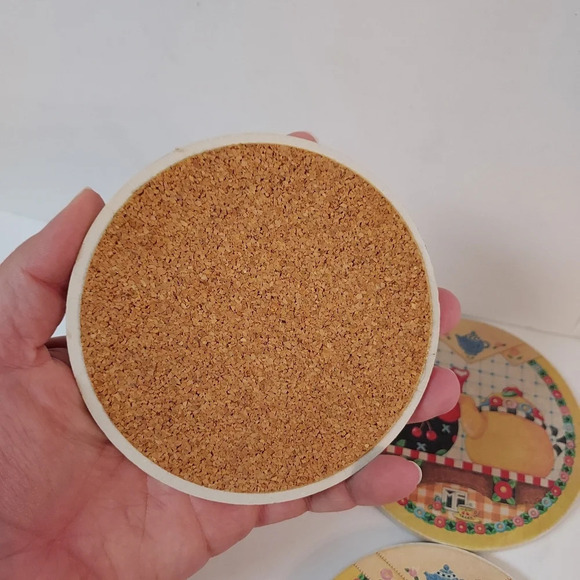 Set of 4 Mary Engelbreit Teapots Drink Coasters Cork Back - Picture 6 of 10